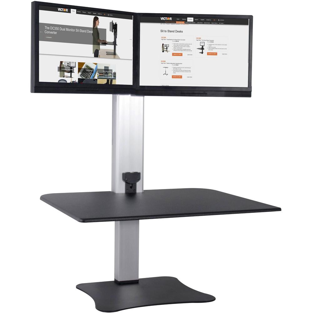 Victor High Rise Electric Dual Monitor Standing Desk Workstation - Supports Two 25" Wide Monitors - 12.5 lbs Each Load Capacity - 0" to 20" Height x 28" Width x 23" Depth - One-Touch Electric, Standin. Picture 4