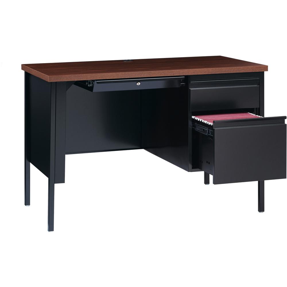 Lorell Fortress Series 45-1/2" Right Single-Pedestal Desk - 45.5" x 24"29.5" , 1.1" Top - Box, File Drawer(s) - Single Pedestal on Right Side - Square Edge. Picture 8