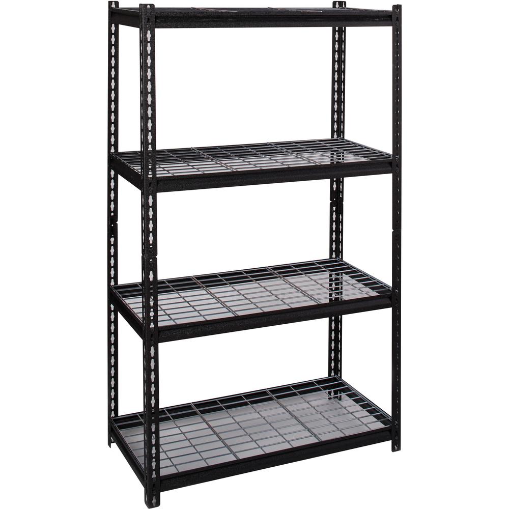 Lorell Wire Deck Shelving - 4 Shelf(ves) - 60" Height x 36" Width x 18" Depth - 30% Recycled - Black - Steel - 1 Each. Picture 7
