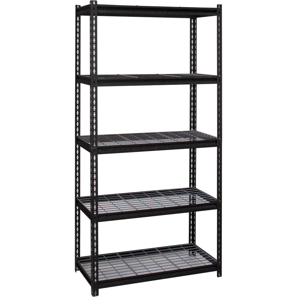 Lorell Wire Deck Shelving - 5 Shelf(ves) - 72" Height x 36" Width x 18" Depth - 28% Recycled - Black - Steel - 1 Each. Picture 7