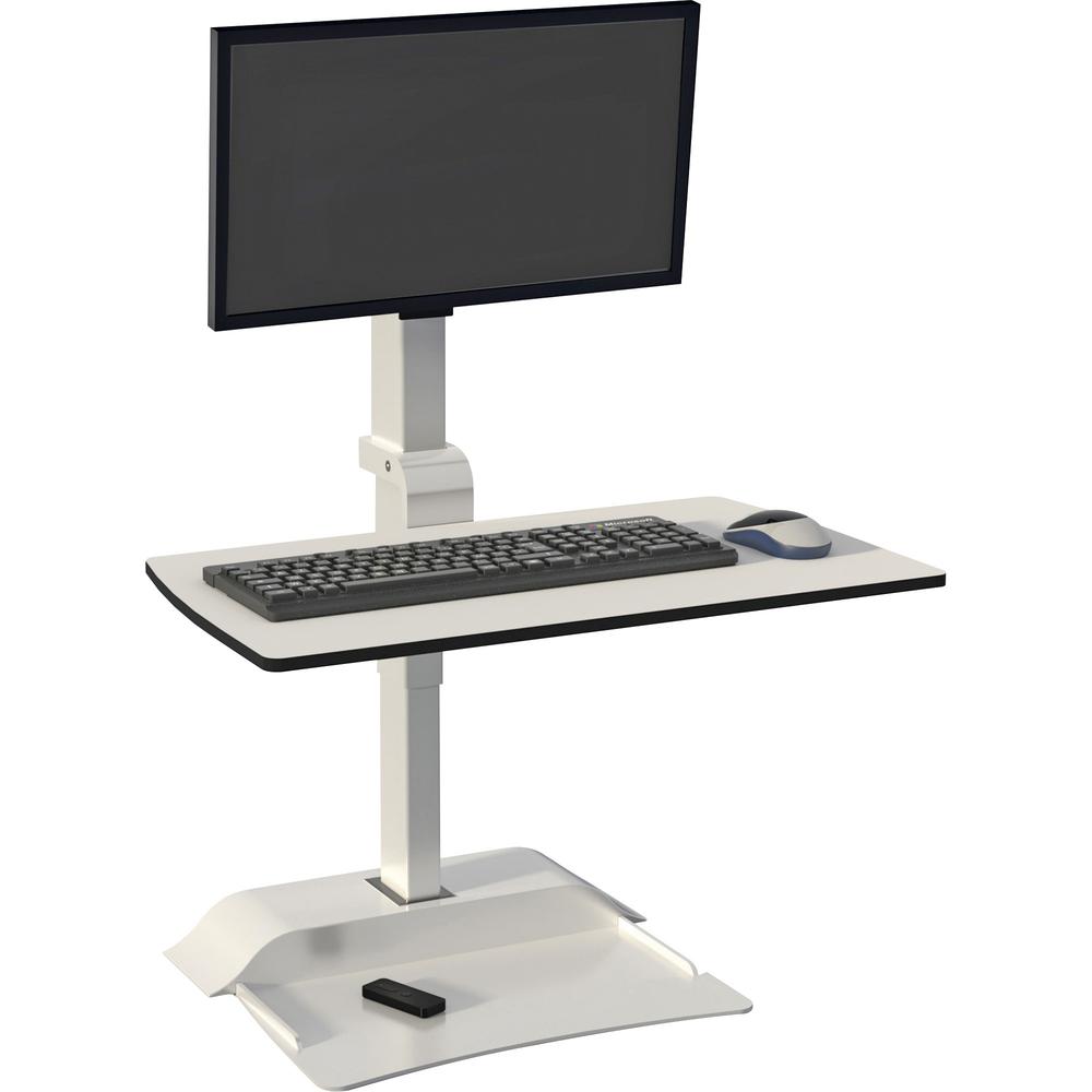 Safco Desktop Sit-Stand Desk Riser - Up to 27" Screen Support - 25 lb Load Capacity - 36" Height x 27.6" Width x 21.9" Depth - Desktop - Steel - White. Picture 5