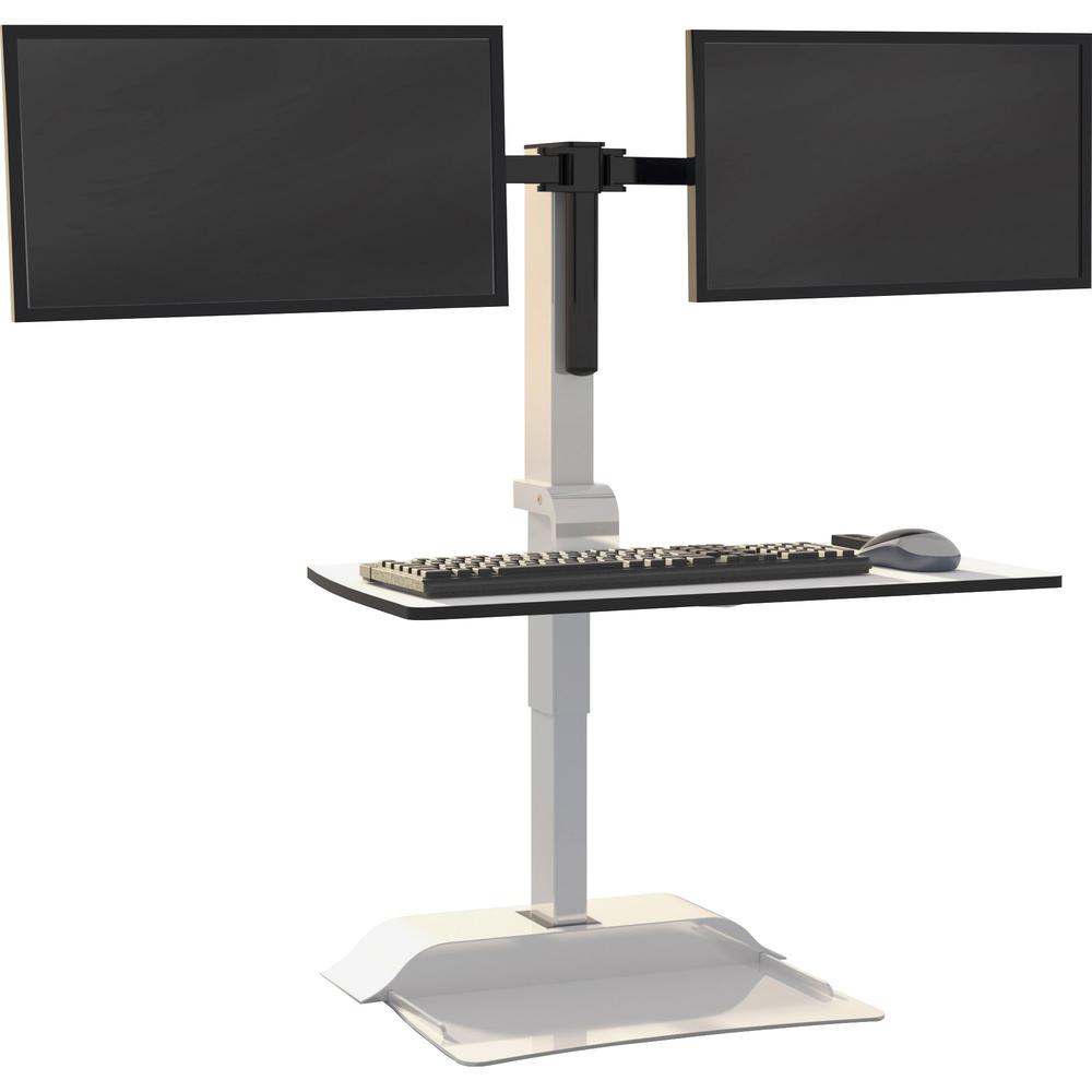 Safco Desktop Sit-Stand Desk Riser - Up to 27" Screen Support - 28 lb Load Capacity - 37.2" Height x 27.3" Width x 21.8" Depth - Desktop - Steel - White. Picture 9