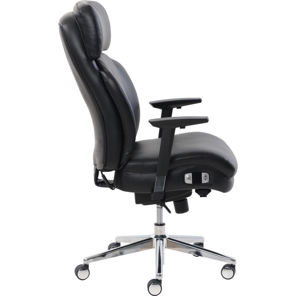 Lorell Lumbar Support High-Back Chair - Black Bonded Leather Seat - Black Bonded Leather Back - 5-star Base - 1 Each. Picture 4