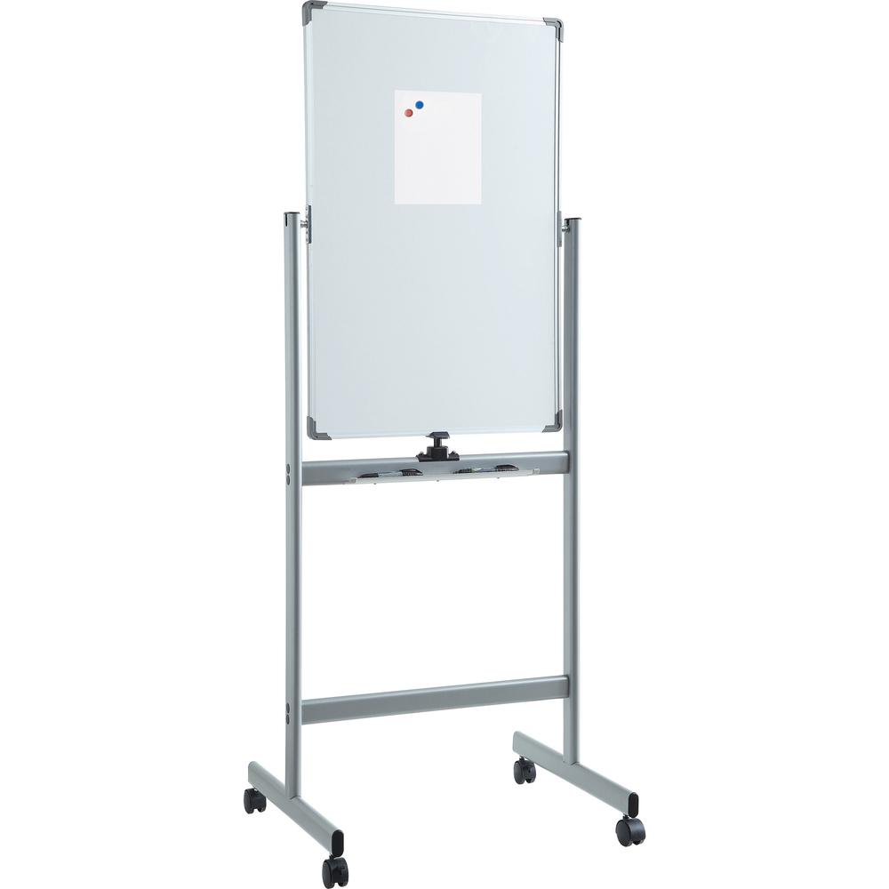 Lorell Double-sided Magnetic Whiteboard Easel - 24" (2 ft) Width x 36" (3 ft) Height - White Surface - Square - Vertical - Floor Standing - Magnetic - 1 Each. Picture 6