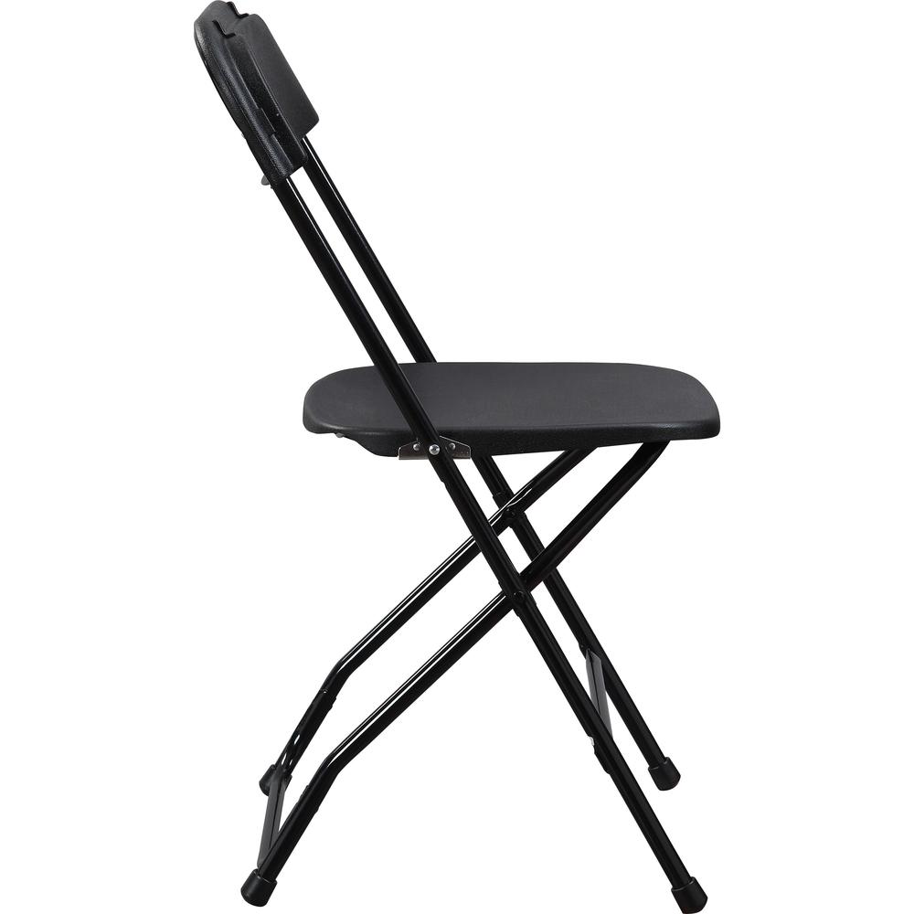 Lorell Plastic Folding Chair - X-Style Base - Black - Plastic - 4 / Carton. Picture 2