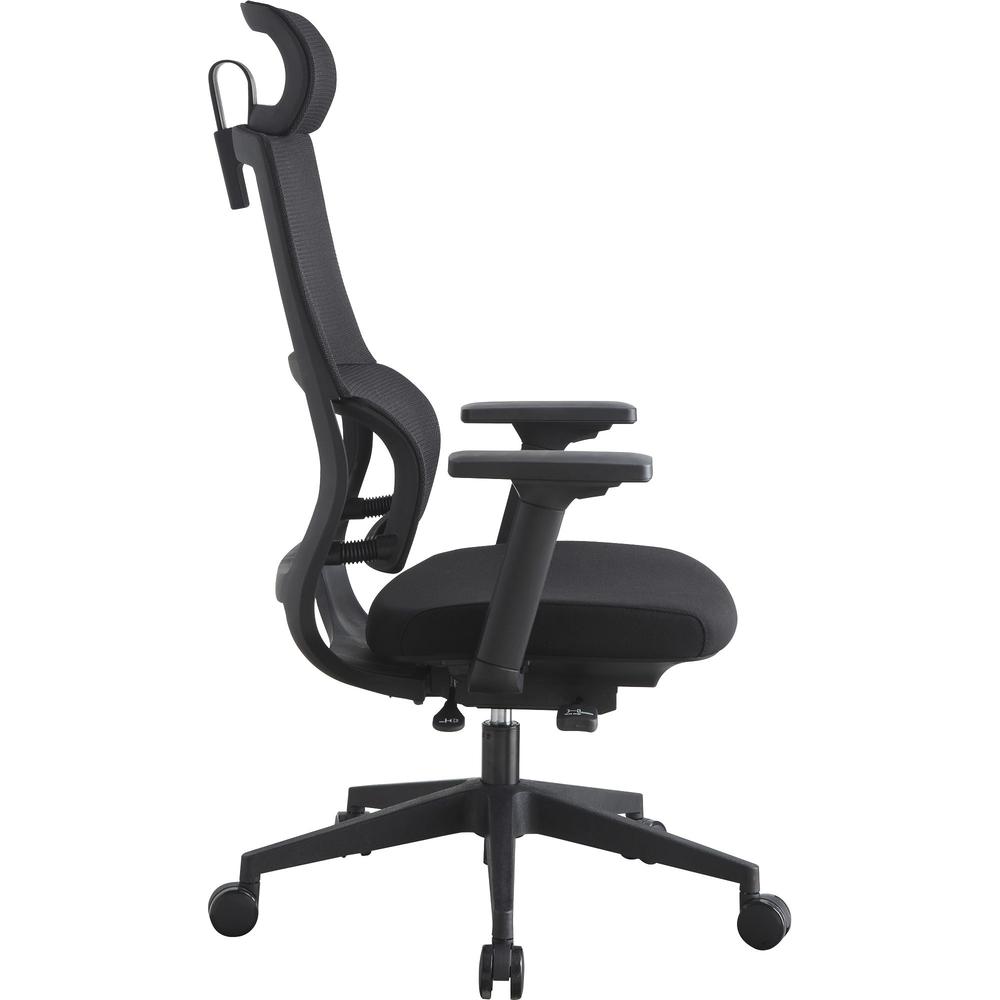 Lorell Mesh High-Back Chair w/Headrest - Black Seat - Black Mesh Back - High Back - 5-star Base - 1 Each. Picture 8