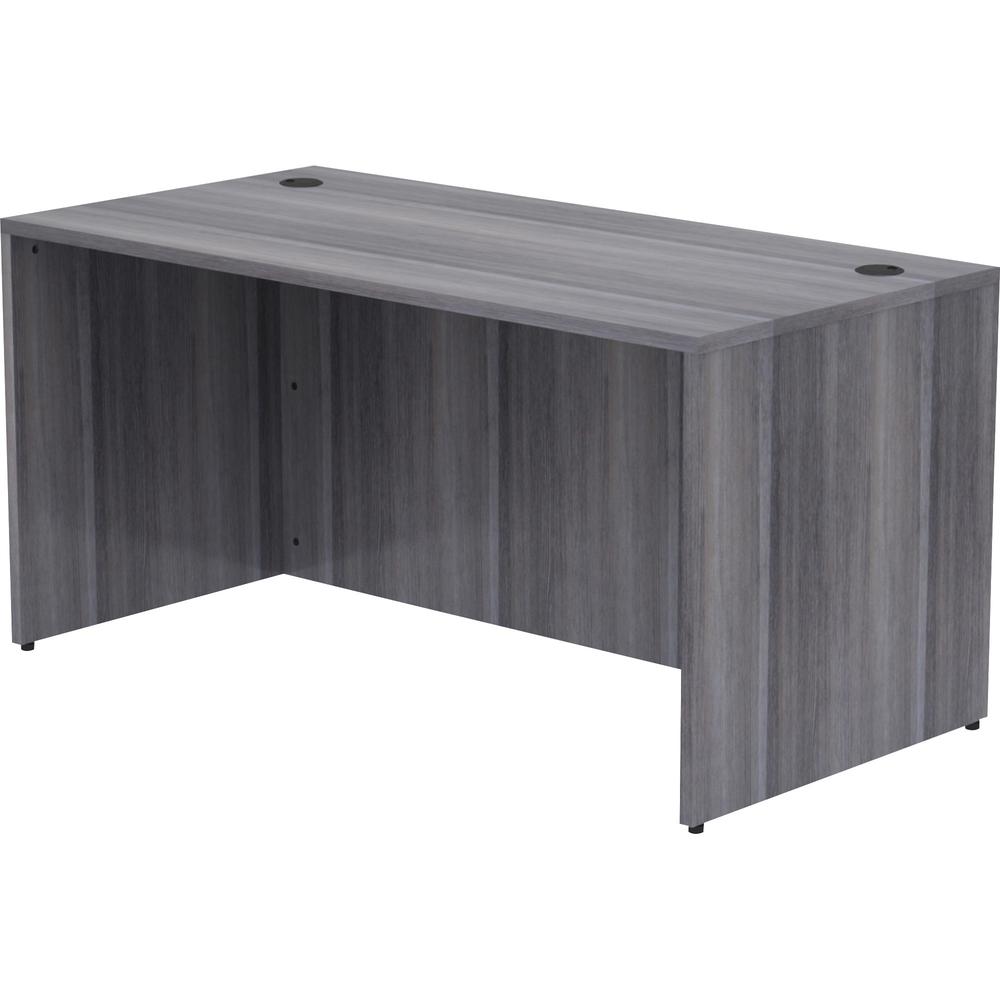 Lorell Weathered Charcoal Laminate Desking Desk Shell - 60" x 30" x 29.5" , 1" Top - Material: Polyvinyl Chloride (PVC) Edge - Finish: Laminate Top, Weathered Charcoal Top. Picture 5