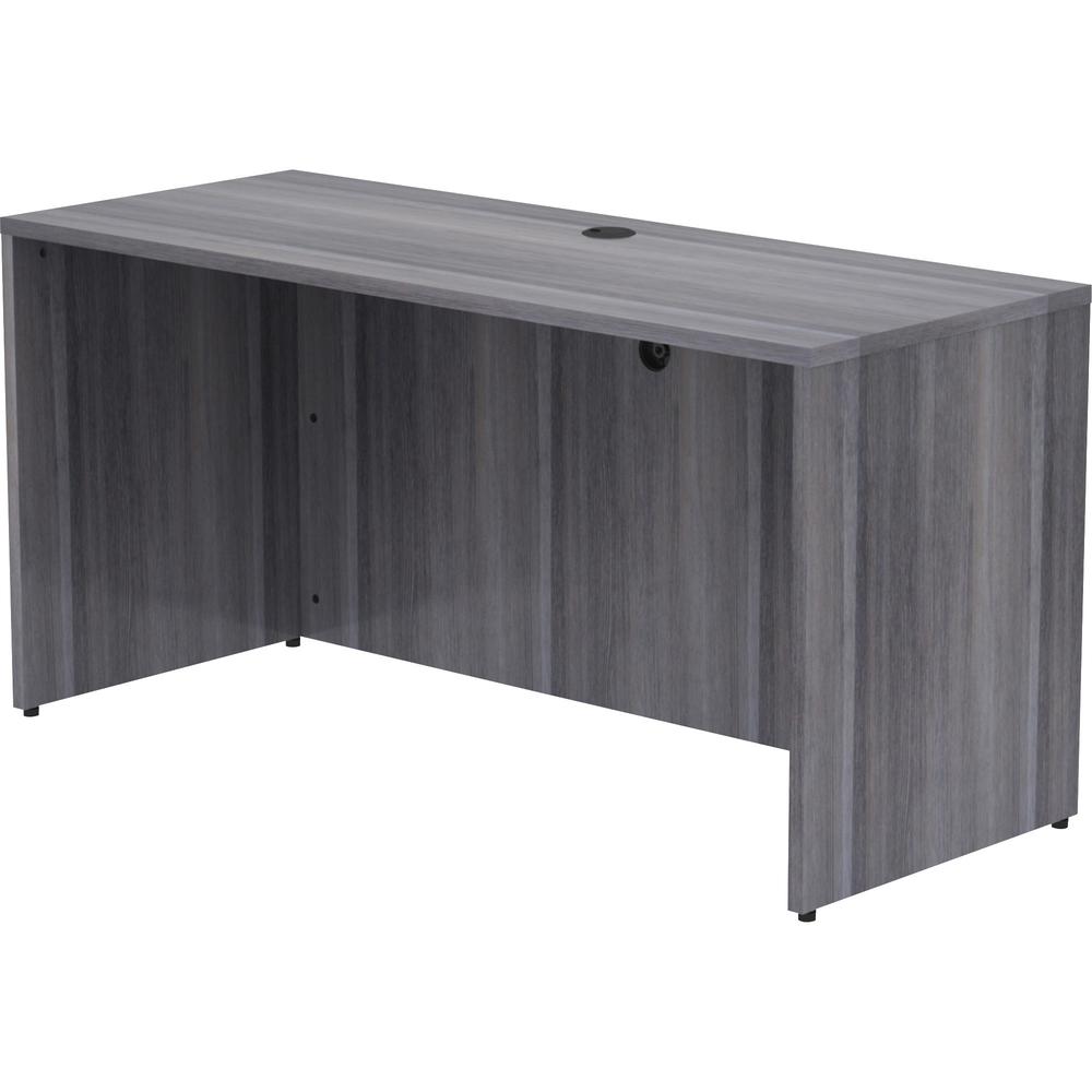 Lorell Essentials Series Credenza Shell - 60" x 24"29.5" , 1" Top - Laminate, Weathered Charcoal Table Top - Modesty Panel. Picture 7