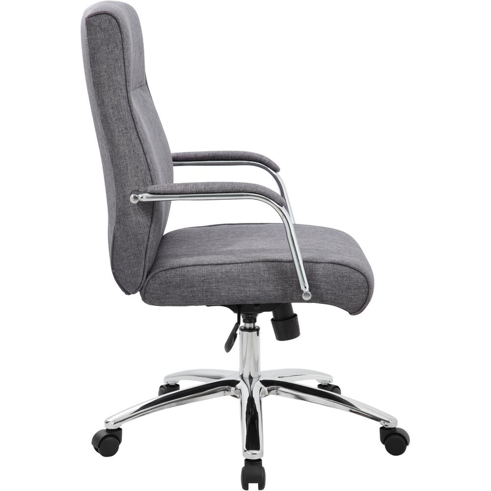 Boss Modern Executive Conference Chair-Grey Linen - Gray Linen Seat - Gray Linen Back - Chrome Frame - 5-star Base - Armrest - 1 Each. Picture 11