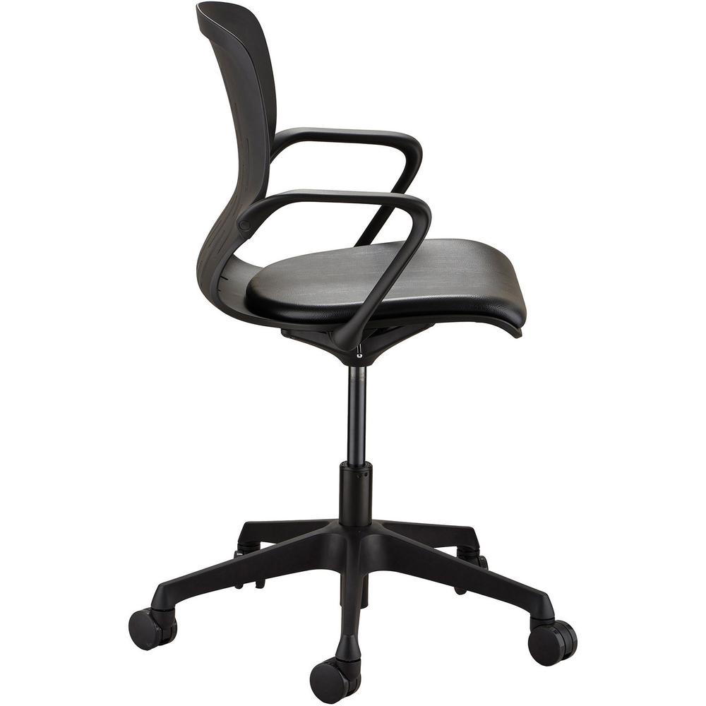 Safco Shell Desk Chair - Black Vinyl Plastic Seat - Black Plastic Back - Steel Frame - 5-star Base - 1 Each. Picture 4
