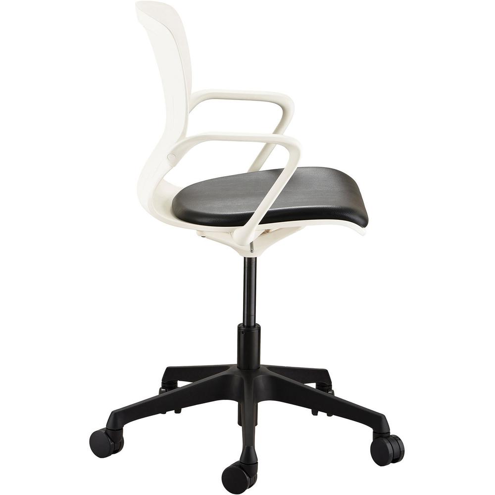 Safco Shell Desk Chair - Black Vinyl Plastic Seat - White Plastic Back - Steel Frame - 5-star Base - 1 Each. Picture 2