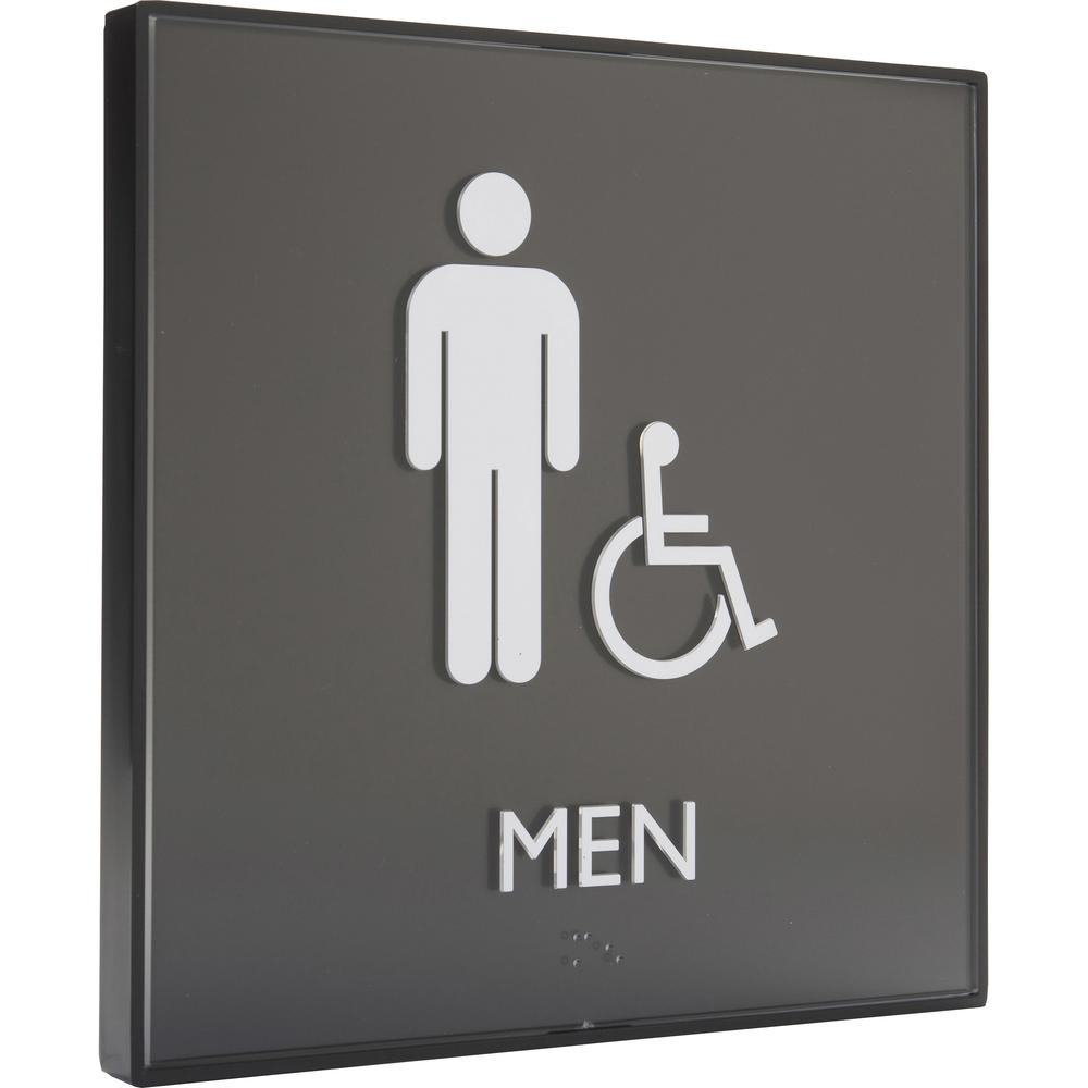 Lorell Men's Handicap Restroom Sign - 1 Each - men's restroom/wheelchair accessible Print/Message - 8" Width x 8" Height - Square Shape - Surface-mountable - Easy Readability, Injection-molded - Restr. Picture 12