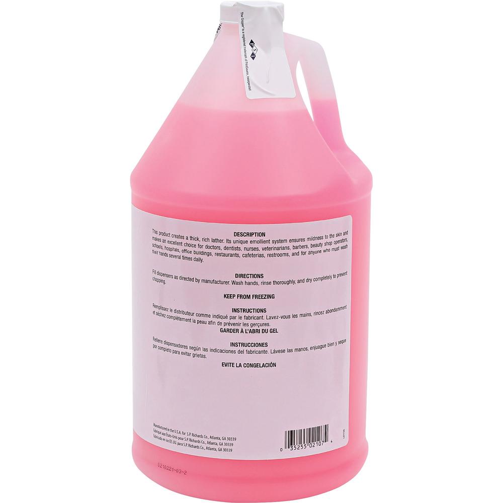 Genuine Joe Pink Lotion Soap - 1 gal (3.8 L) - Pump Bottle Dispenser - Hand, Skin - Pink - Rich Lather - 1 Each. Picture 5