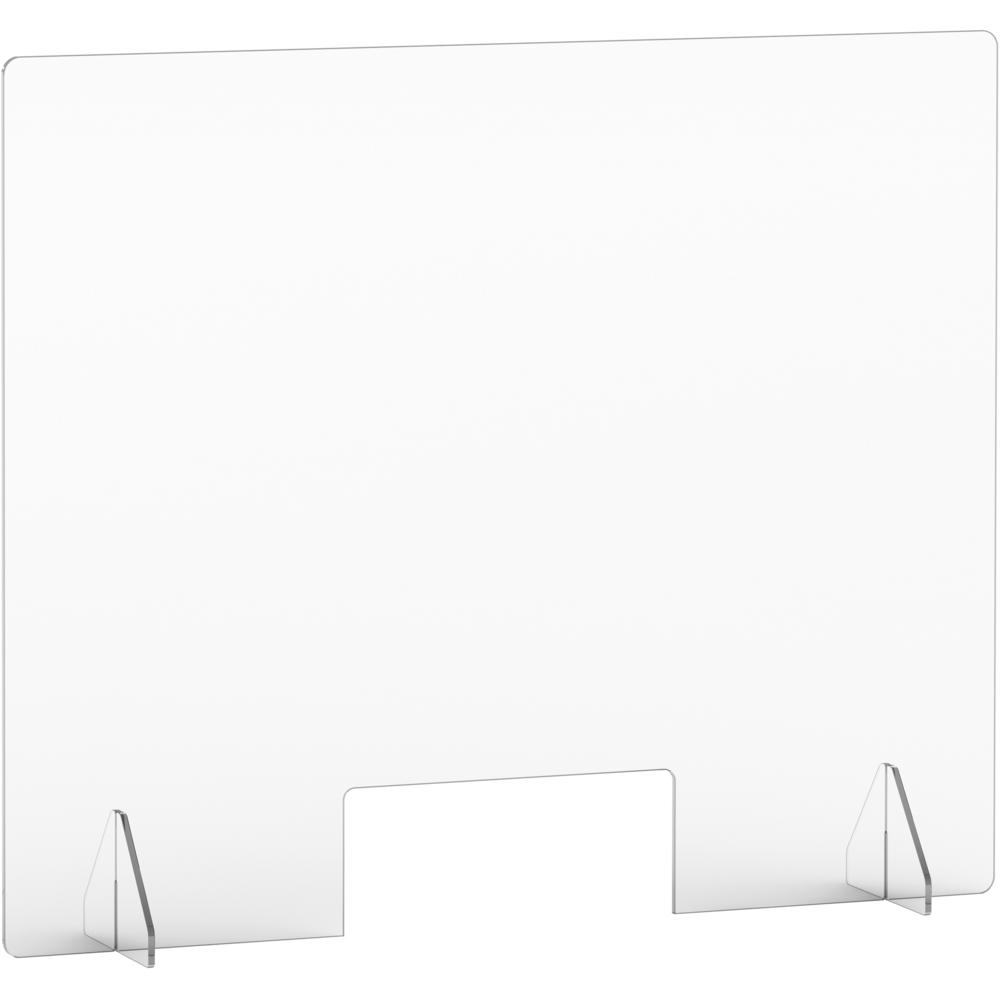 Lorell Social Distancing Barrier w/Pass-Through Cutout - 36" Width x 7" Depth x 30" Height - 1 Each - Clear - Acrylic. Picture 5