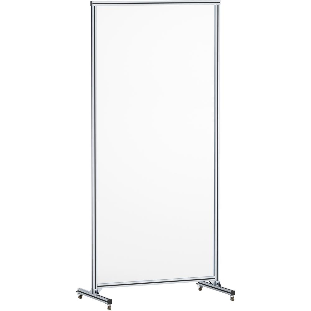 Lorell Mobile Full Protective Glass Screen - 36" Width x 0.3" Depth x 78" Height - 1 Each - Clear - Tempered Glass, Aluminum. Picture 5