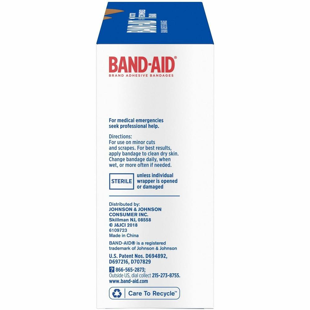 Band-Aid Flexible Fabric Adhesive Bandages - Assorted Sizes - 100/Box - Beige - Fabric. Picture 6