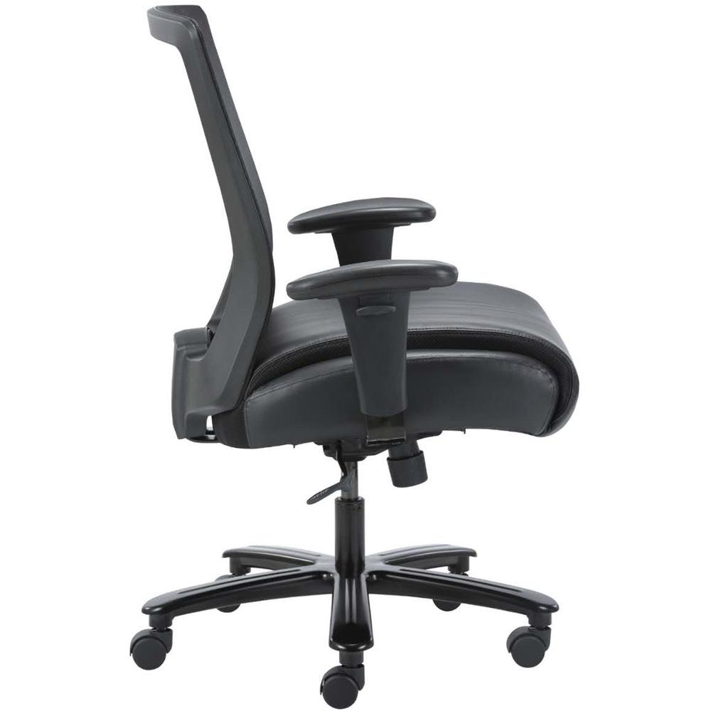 Lorell Heavy-duty Mesh Back Task Chair - Black Leather, Polyurethane Seat - Black - Armrest - 1 Each. Picture 9