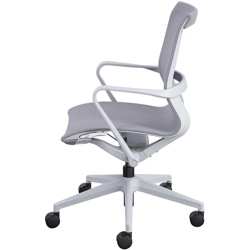 Lorell Executive Mesh Mid-back Chair - Nylon Seat - Nylon, Mesh Back - Plastic Frame - Mid Back - 5-star Base - Gray - 1 Each. Picture 9