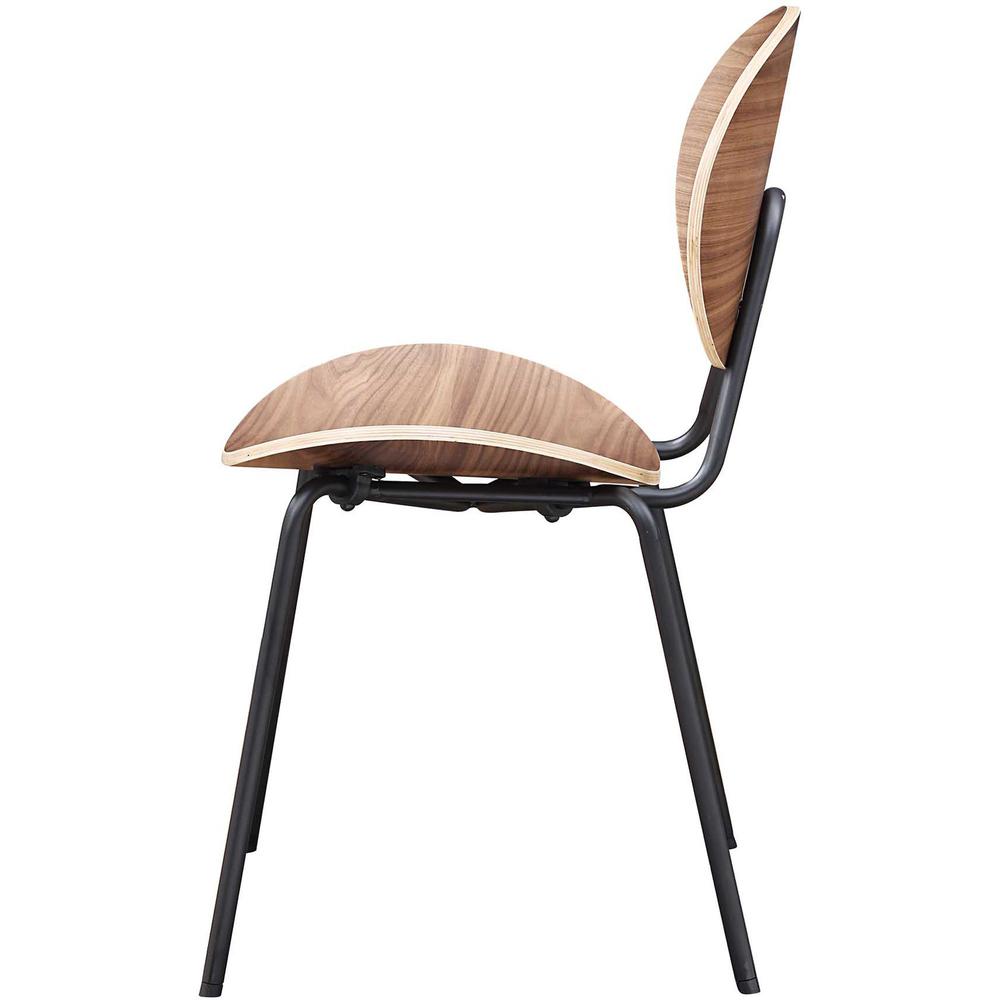 Lorell Bentwood Cafe Chairs - Plywood Seat - Plywood Back - Metal, Powder Coated Steel Frame - Walnut - 2 / Carton. Picture 6
