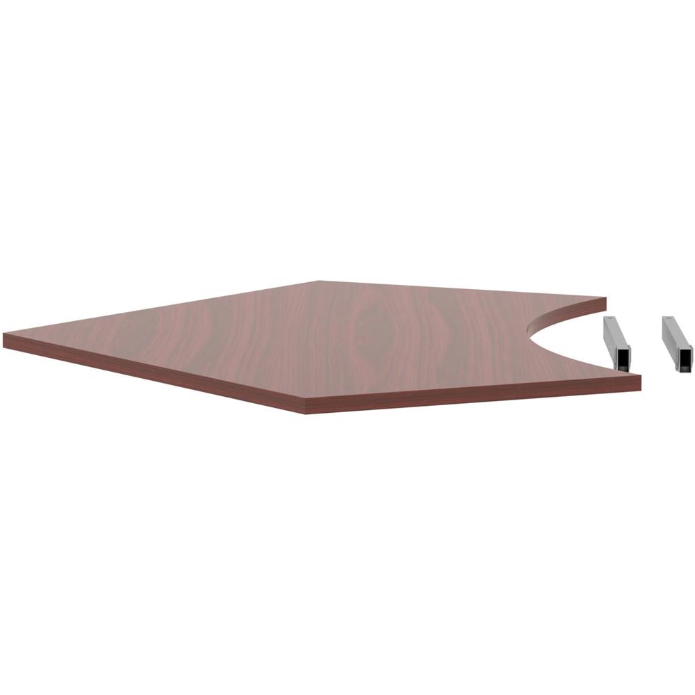 Lorell Relevance Series Curve Worksurface for 120 Workstations - Mahogany Rectangle Top - Contemporary Style - 47.25" Table Top Length x 34.13" Table Top Width x 1" Table Top ThicknessAssembly Require. Picture 5