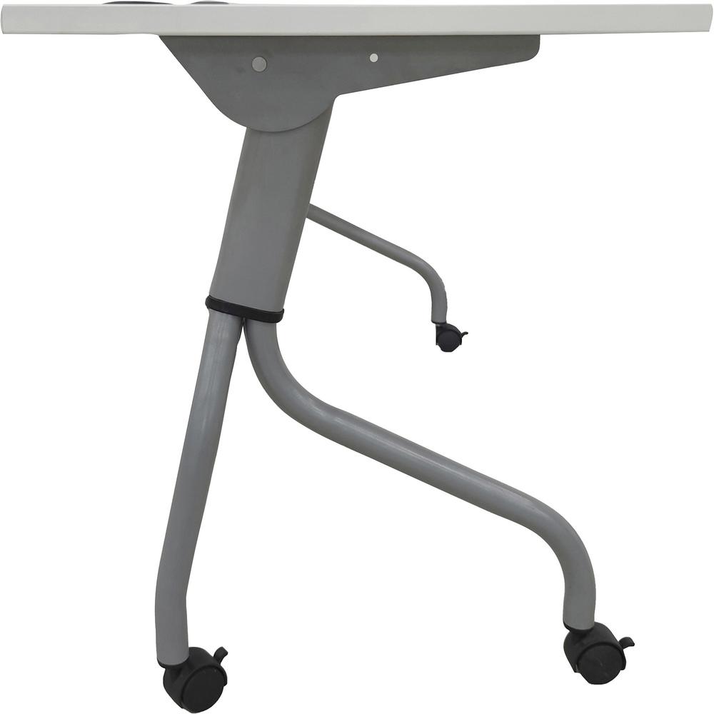 Lorell Flip Top Training Table - White Top - Silver Base - 4 Legs - 23.60" Table Top Length x 60" Table Top Width - 29.50" HeightAssembly Required - Melamine Top Material - 1 Each. Picture 8