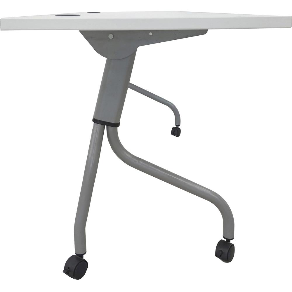 Lorell Flip Top Training Table - White Top - Silver Base - 4 Legs - 23.60" Table Top Length x 72" Table Top Width - 29.50" HeightAssembly Required - Melamine Top Material - 1 Each. Picture 8