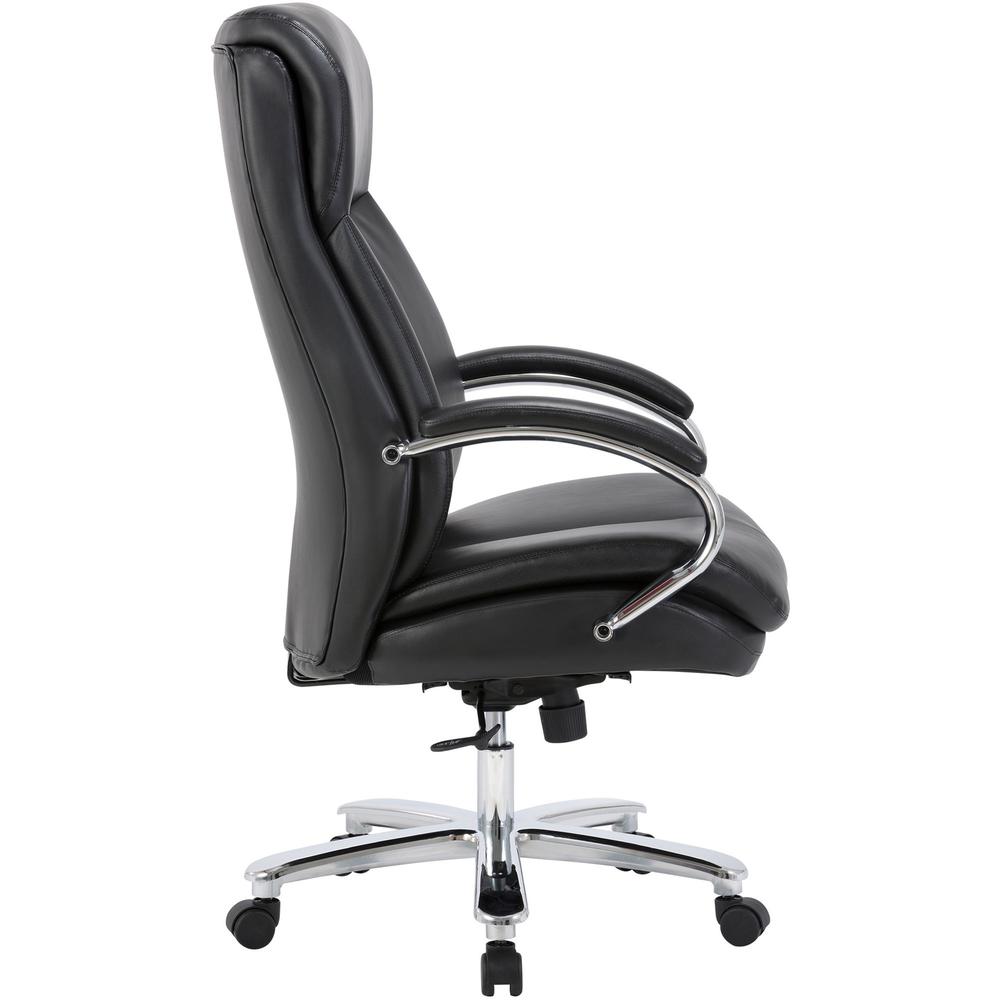 Lorell Big & Tall High-Back Chair - Bonded Leather Seat - Black Bonded Leather Back - High Back - Black - Armrest - 1 Each. Picture 10