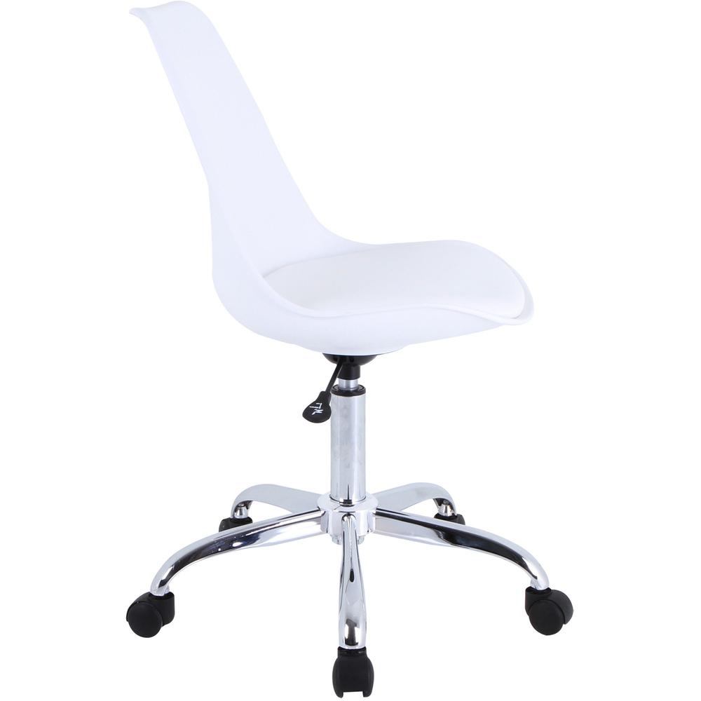 Lorell PVC Shell Task Chair - Plastic, Polyurethane Seat - Chrome Frame - 5-star Base - White - 1 Each. Picture 2