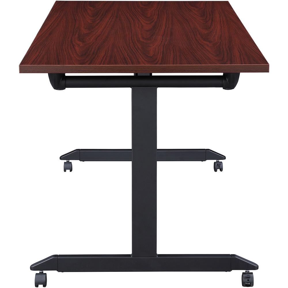 Lorell Mobile Folding Training Table - Rectangle Top - Powder Coated Base - 200 lb Capacity x 63" Table Top Width - 29.50" Height x 63" Width x 24" Depth - Assembly Required - Mahogany - Laminate Top . Picture 2