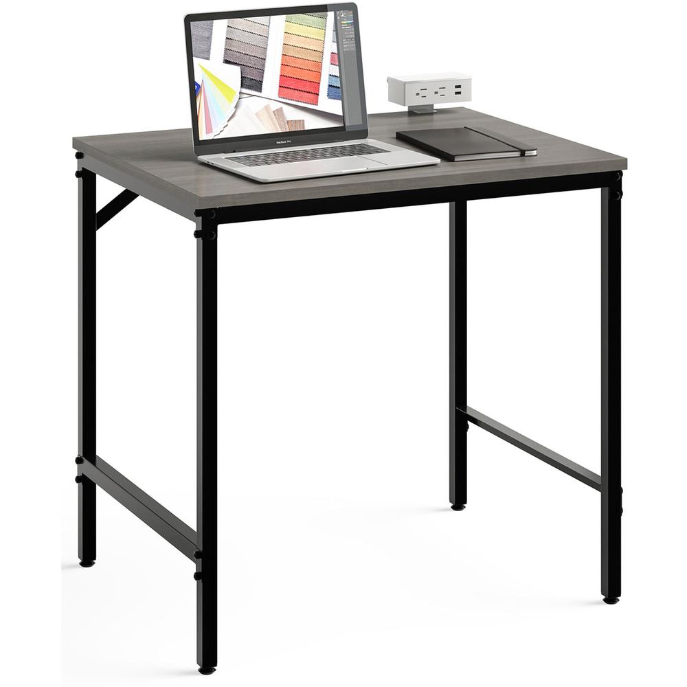 Safco Simple Study Desk - Neowalnut Rectangle, Laminated Top - Black Powder Coat Four Leg Base - 4 Legs - 30.50" Table Top Width x 23.50" Table Top Depth x 0.75" Table Top Thickness - 29.50" Height - . Picture 7
