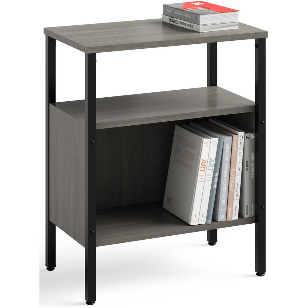 Safco Simple Storage Unit - 23.5" x 14"29.5" , 0.8" Top, 21" x 11"12.8" Shelf, 21"8.3" Top Opening - Material: Steel, Melamine Laminate - Finish: Neowalnut - Laminate Table Top. Picture 8