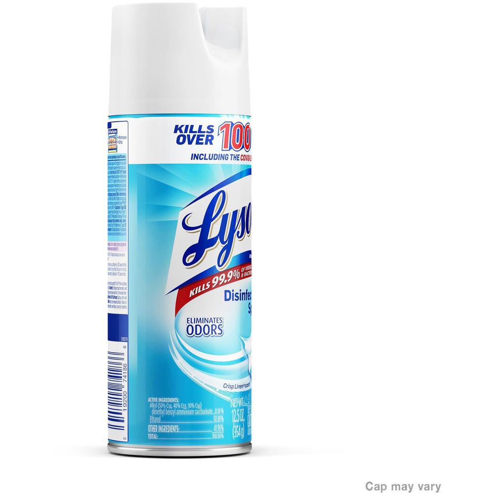 Lysol Crisp Linen Disinfectant Spray - 12.50 oz (0.78 lb) - Crisp Linen Scent - 12 / Carton - Clear. Picture 6