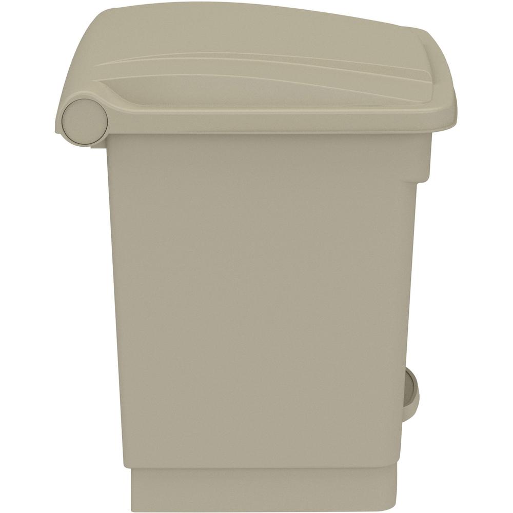 Safco Plastic Step-on Waste Receptacle - 8 gal Capacity - Easy to Clean, Foot Pedal, Lightweight - 17.3" Height x 16" Width x 16" Depth - Plastic - Tan - 1 Carton. Picture 5