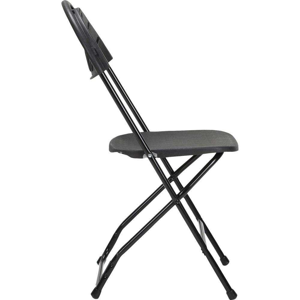 Dorel Zown Premium Fan Back Folding Chair - Black Seat - Black Polyethylene Back - Black Powder Coated Steel Frame - Four-legged Base - 8 / Carton. Picture 8