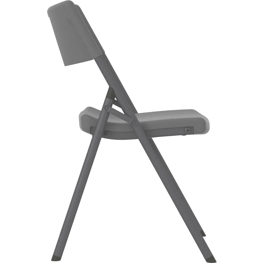 Cosco Zown Classic Commercial Resin Folding Chair - Gray Seat - Gray Back - Gray Steel, High Density Resin, High-density Polyethylene (HDPE) Frame - Four-legged Base - 4 / Carton. Picture 5
