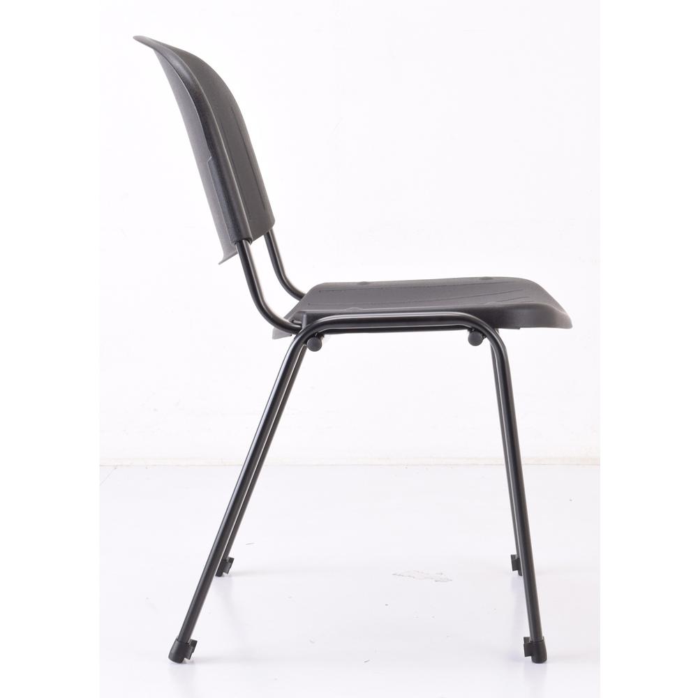 Lorell Low Back Stack Chair - Polypropylene Seat - Polypropylene Back - Low Back - Four-legged Base - Black - 4 / Carton. Picture 6