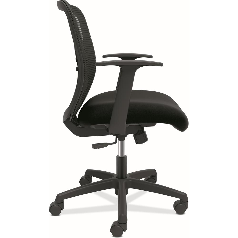 HON Gateway Chair - Fabric Seat - Black Mesh Back - Black Frame - Black - Armrest. Picture 4