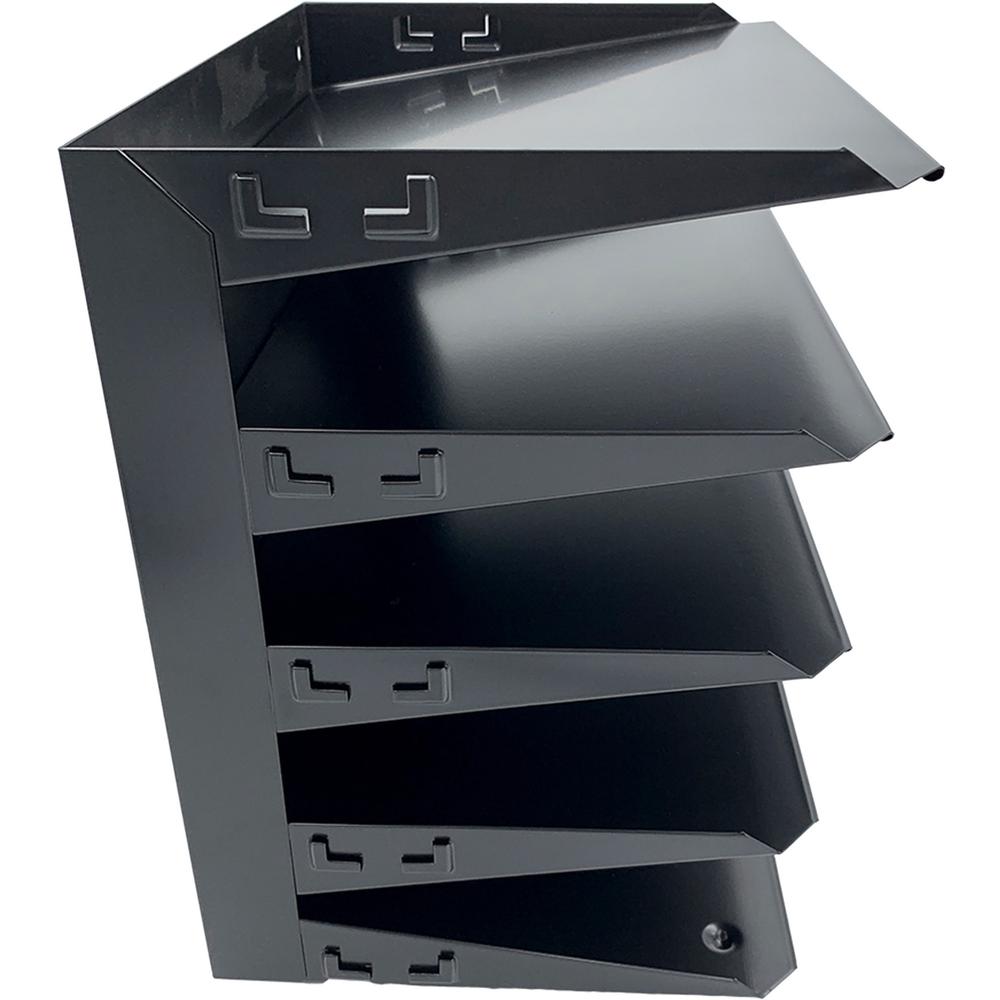 Huron Horizontal Slots Desk Organizer - 5 Compartment(s) - Horizontal - 12" Height x 8.8" Width x 12" Depth - Durable - Black - Steel - 1 Each. Picture 7