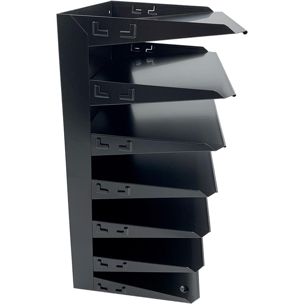 Huron Horizontal Slots Desk Organizer - 7 Compartment(s) - Horizontal - 18" Height x 8.8" Width x 12" Depth - Durable - Black - Steel - 1 Each. Picture 7