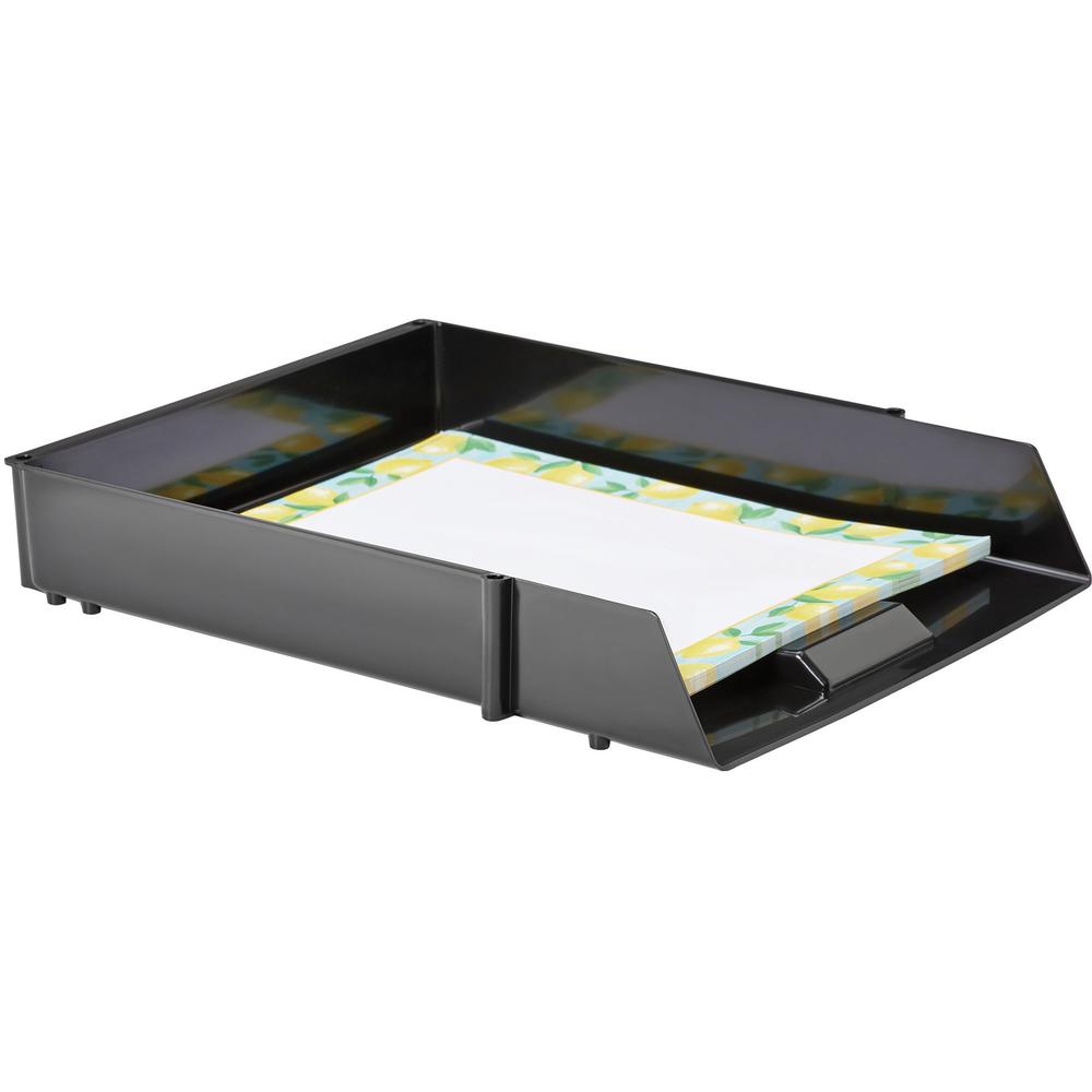 Deflecto AntiMicrobial Industrial Front-Load Tray - 2.4" Height x 10.8" Width x 13.8" DepthDesktop - Antimicrobial, Lightweight, Mildew Resistant, Front Loading - Black - Polystyrene. Picture 7