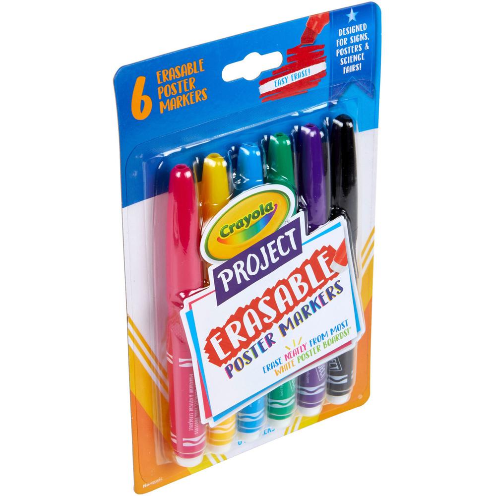 Crayola Project Erasable Poster Markers - Chisel Marker Point Style - Red, Yellow, Green, Blue, Purple, Black - 6 / Pack. Picture 10