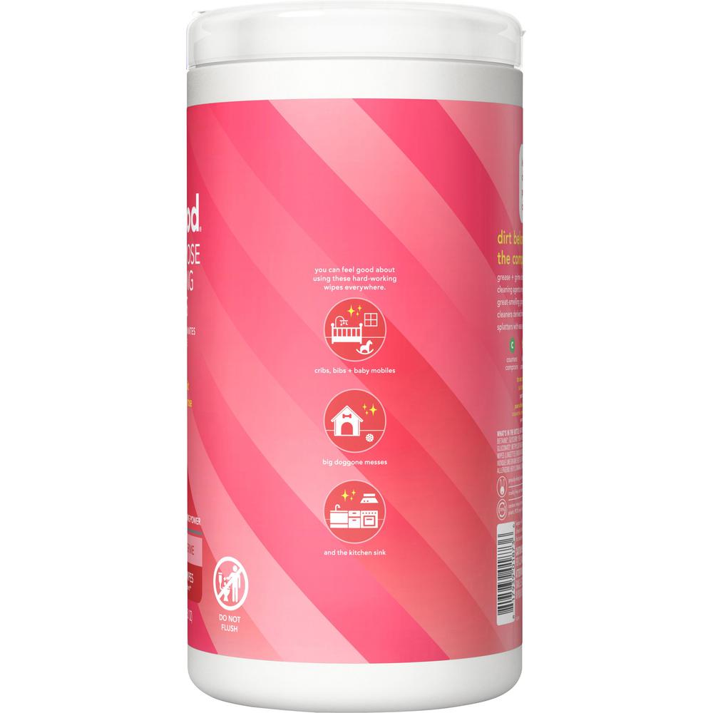 Method All-purpose Cleaning Wipes - Pink Grapefruit Scent - 70 / Tub - 1 Each - Pleasant Scent - Pink. Picture 4