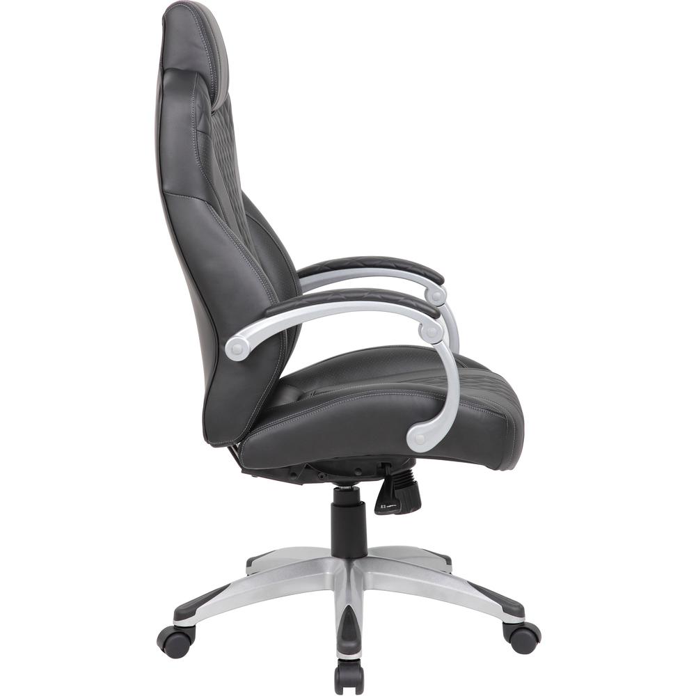 Boss Hinged Arm Executive Chair - Black Vinyl Seat - Black Back - 5-star Base - Armrest - 1 Each. Picture 9