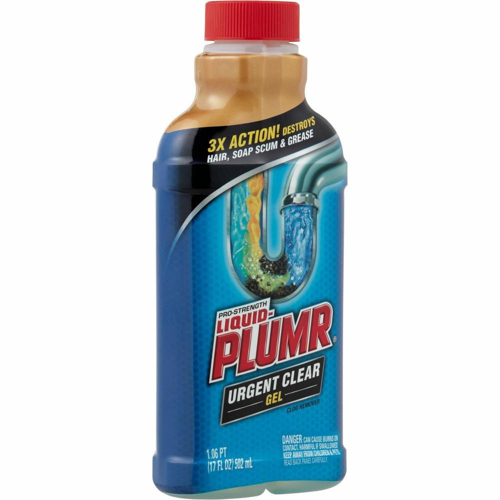 Liquid-Plumr Urgent Clear Pro-Strength Clog Remover - Gel - 17 fl oz (0.5 quart) - Bottle - 1 Each - Blue. Picture 5