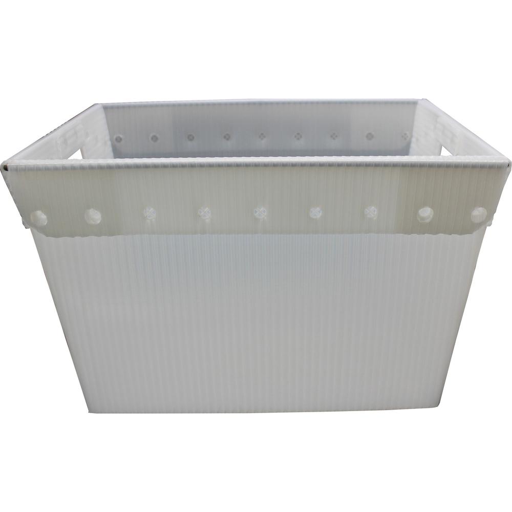 Flipside Translucent Plastic Storage Postal Tote - External Dimensions: 13.3" Width x 11.6" Depth x 18.3" Height - Lid Closure - Plastic - Translucent - For Storage, Moving - 2 / Pack. Picture 5
