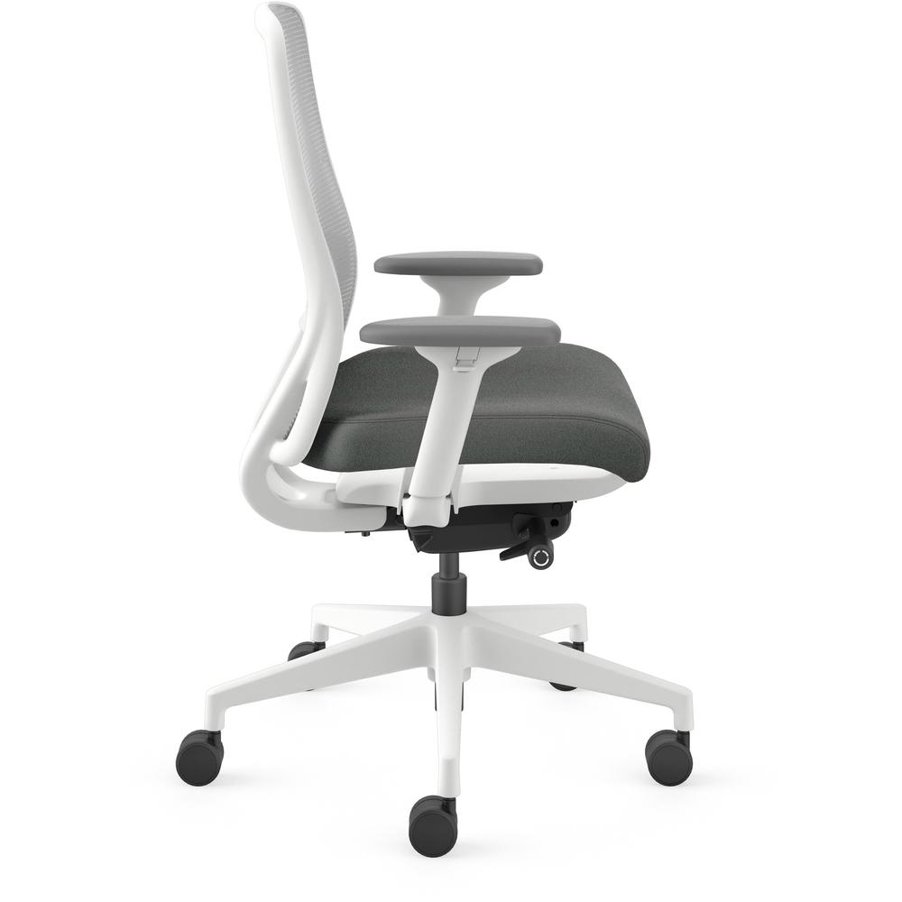 HON Nucleus Recharge Task Chair - Iron Ore Fabric Seat - Fog Back - Designer White Frame - Armrest - 1 Each. Picture 8