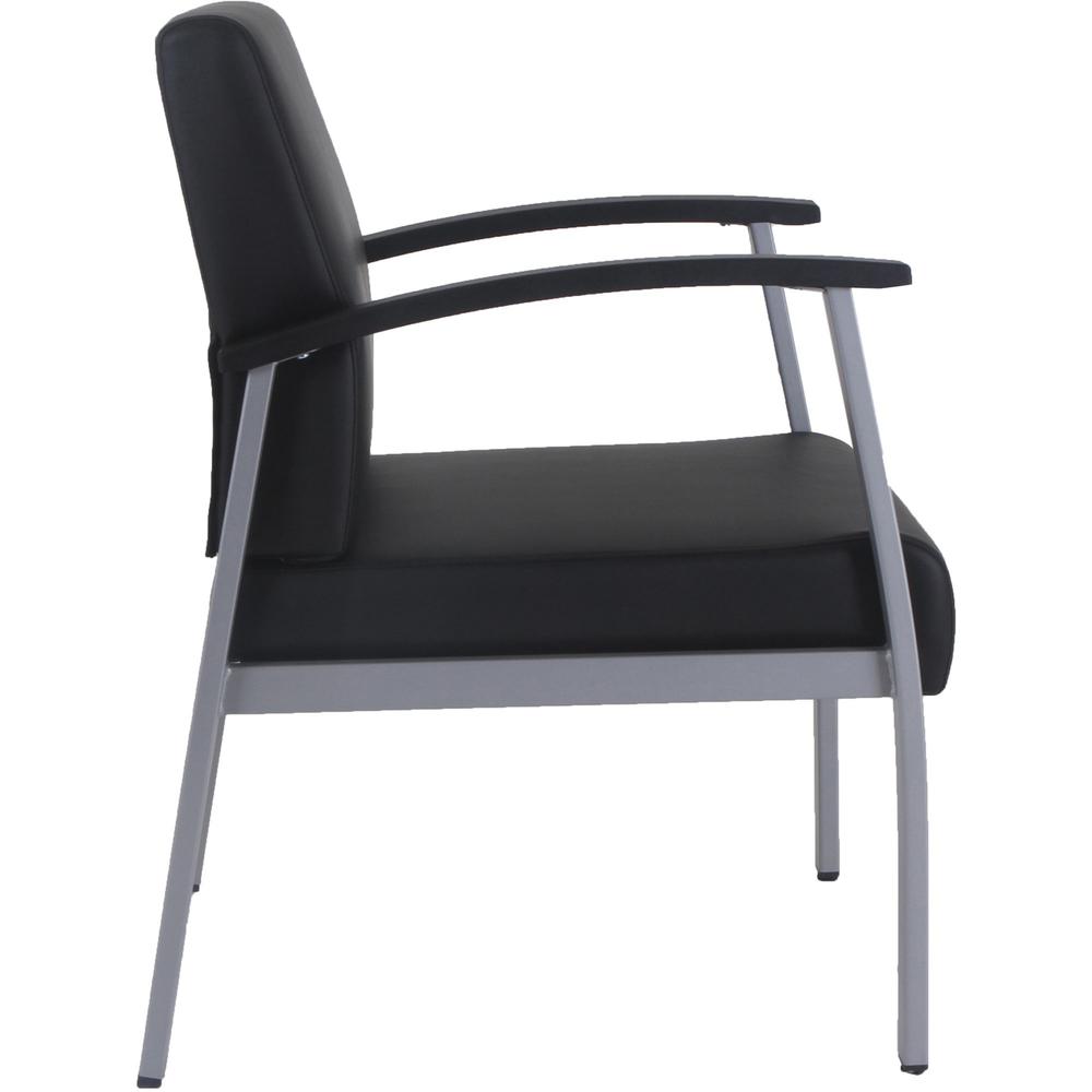 Lorell Mid-Back Healthcare Guest Chair - Vinyl Seat - Vinyl Back - Powder Coated Silver Steel Frame - Mid Back - Four-legged Base - Black - Armrest - 1 Each. Picture 8