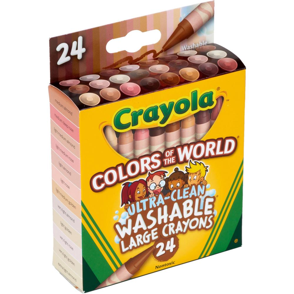 Crayola Ultra-Clean Washabe Large Crayons - Assorted, Almond, Rose, Gold - 24 / Pack. Picture 6