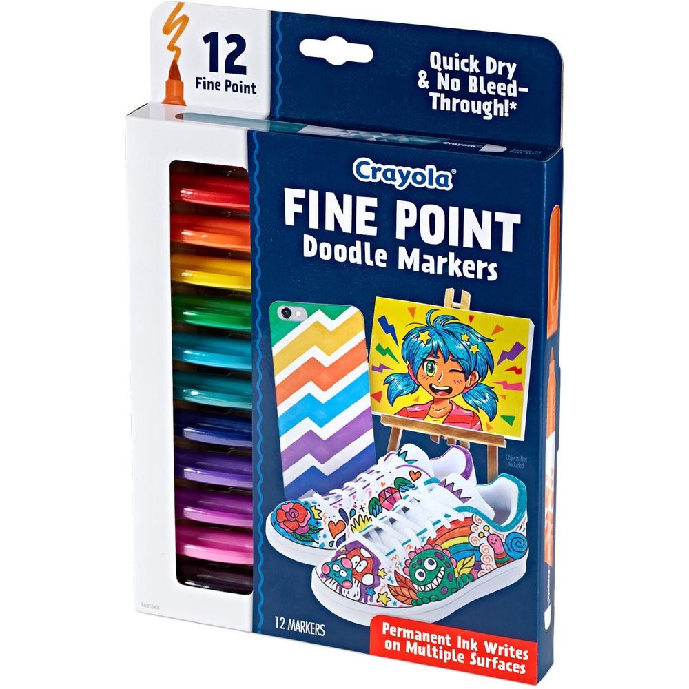 Crayola Doodle Markers - Fine Marker Point - Multicolor - 12 / Pack. Picture 8