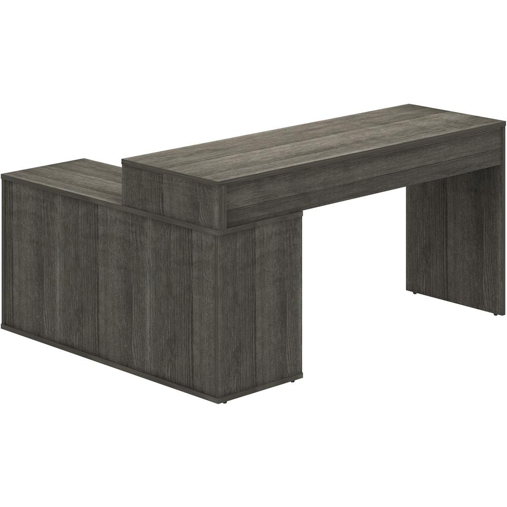 LYS L-Shape Workstation with Cabinet - Laminated L-shaped Top - 200 lb Capacity - 29.50" Height x 60" Width x 47.25" Depth - Assembly Required - Weathered Charcoal - Particleboard - 1 Each. Picture 9